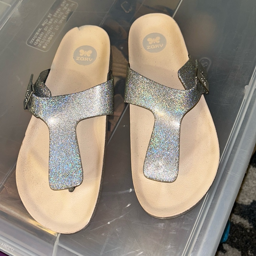 Zaxy sandals in glittery gray